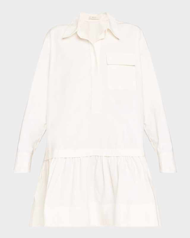 Brooke Long-Sleeve Drop-Waist Mini Dress